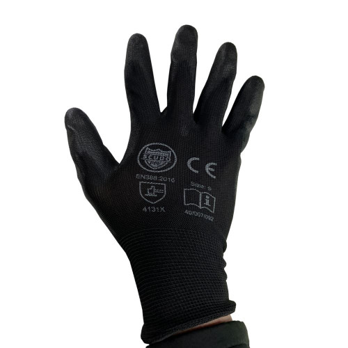 Scudo PU Palm Coated Glove - Black - Size 8